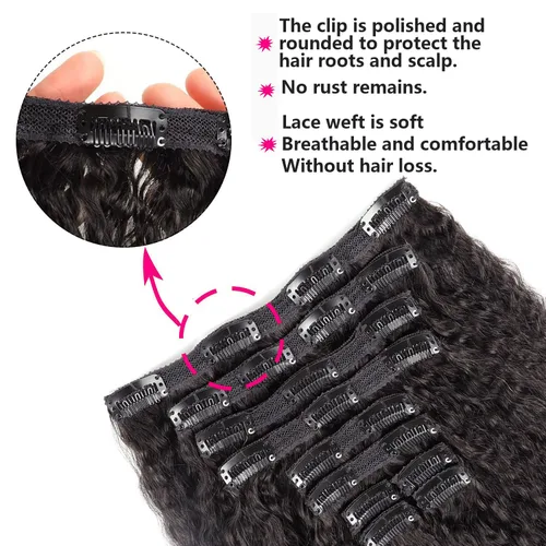 Miniatura 4 de Extensiones de cabello humano real con clip, de 14 pulgadas, color negro natural, doble trama, 10 unidades, 4.23 oz