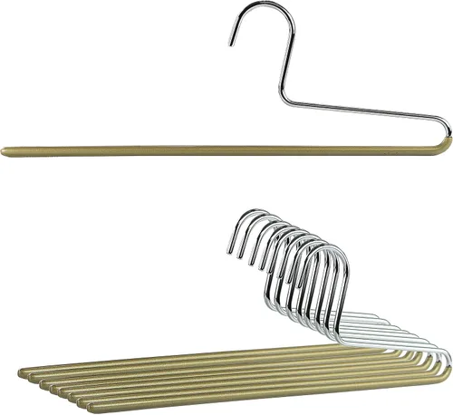 Mawa by Reston Lloyd Percha Antideslizante que Ahorra Espacio con Barra Individual para Pantalones, Estilo KH/1, Juego de 10, Dorado Juego de 10