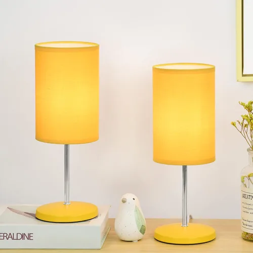 Alee - Juego de 2 lámparas de mesa amarillas para sala de estar y dormitorio, 4.33 pulgadas de alto, 12.21 pulgadas, bombilla excluida