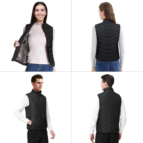 Miniatura 5 de SAISZE Chaleco térmico con batería incluida chalecos térmicos para hombres chaleco de calefacción para exteriores Negro