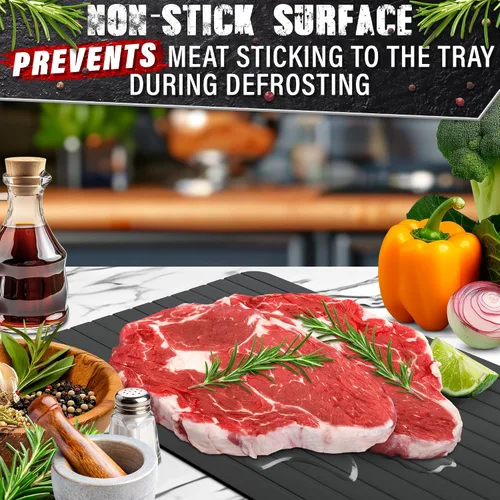 Miniatura 9 de Bandeja de descongelación para carne congelada de 11.6 x 8.2 pulgadas – Bandeja de descongelación de carne no eléctrica de aluminio para carne