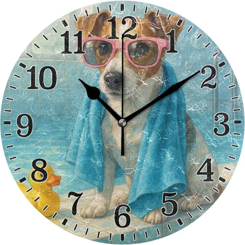 Miniatura 26 de JUNZAN Reloj de bañera con vino romántico espumoso y velas, reloj de pared silencioso de 10 pulgadas, pequeño reloj redondo, decoración de cocina