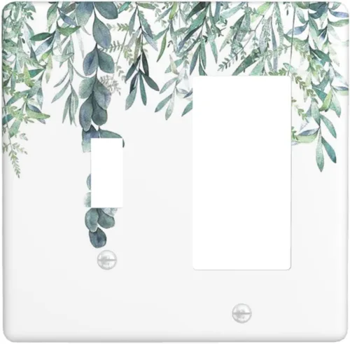 Miniatura 62 de Hojas de eucalipto, vegetación, flores de vid, sencillez, cubiertas decorativas de salida de 1 pandilla, placa de pared para interruptor de luz
