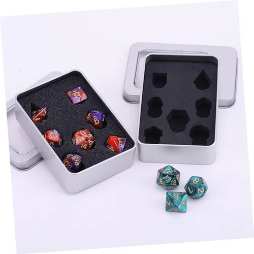 Miniatura 8 de TOYANDONA Caja de almacenamiento de dados de 8 piezas, mini contenedores con tapa, caja de dados de metal, soportes de metal, caja organizadora