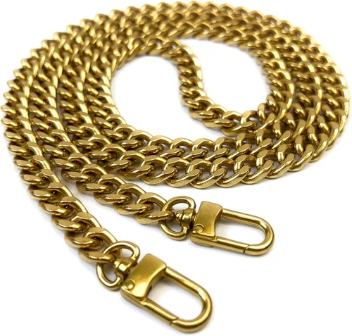 Correas de metal para bolso de cadena plana, reemplazo de cadena para bolso cruzado de hombro y axilas, Dorado antiguo Oro envejecido