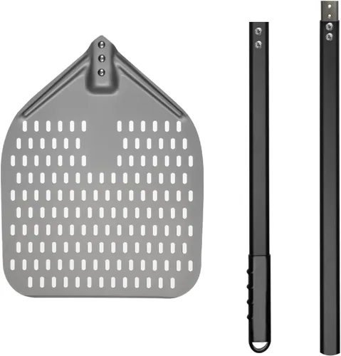 Miniatura 7 de G.a HOMEFAVOR Cáscara rectangular de aluminio para pizza de 12 x 15 pulgadas, 47 pulgadas, con mango largo de silicona, para horno de ladrillos