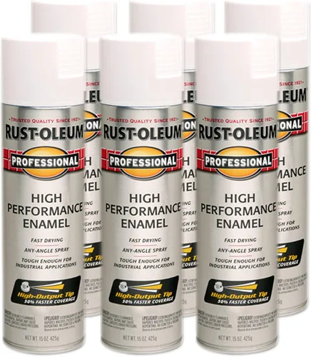 Rust-Oleum 239108-6PK - Pintura en aerosol profesional de esmalte de alto rendimiento, 15 onzas, blanco semibrillante, paquete de 6