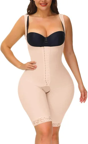 RRXO Fajas Colombianas - Body moldeador de cuerpo para mujer con control de abdomen faja completa con busto abierto