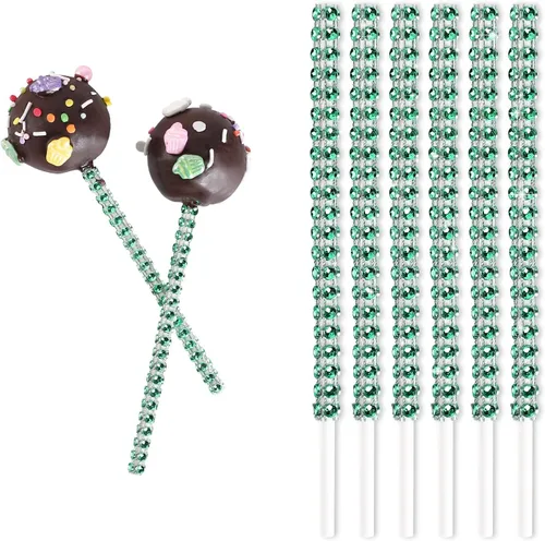 Miniatura 13 de 25 palitos de papel brillantes para tartas, palitos de piruleta con diamantes de imitación con brillantina, soporte para dulces para chocolate, Negro