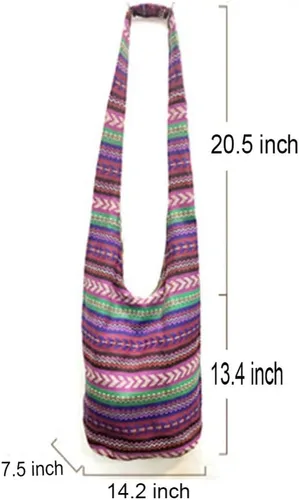 Miniatura 8 de KARRESLY - Bolso bandolera de algodón bohemio, estilo hippie, hecho a mano