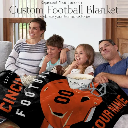 Miniatura 91 de Manta personalizada para fanáticos del fútbol americano – Se envía al día siguiente – Hecha en Estados Unidos – Manta de vellón personalizada