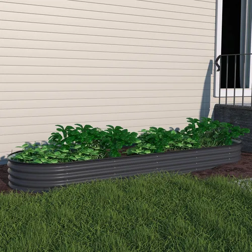 Miniatura 2 de VEIKOU Cama de jardín elevada de 8 x 2 x 1 pies, maceta galvanizada, cama de jardín modular 9 en 1 para verduras al aire libre, flores, gris