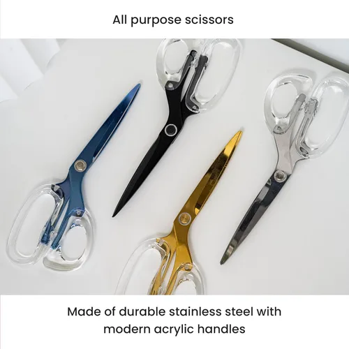 Miniatura 2 de OfficeGoods Tijeras acrílicas de acero inoxidable de 9 pulgadas para oficina y hogar, tijeras estéticas y afiladas multiusos, perfectas para coser