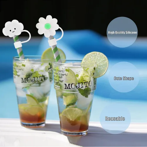 Miniatura 4 de 6 piezas de cubiertas de pajita de silicona compatibles con vasos Stanley de 30 y 40 oz, tapones de pajita de 0.39 pulg/10 mm con diseños de nubes