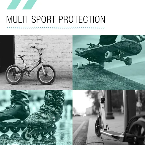 Miniatura 6 de Casco Multideporte Triple Certificado 80Six - Ideal para Bicicleta, Monopatín, Patineta, Patines en Línea y Patinaje en Línea Surf Verde Teal Fade