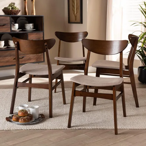 Miniatura 2 de Baxton Studio Parlin Mid-Century - Juego de 4 sillas de comedor de madera con acabado de madera de color beige claro de transición moderna