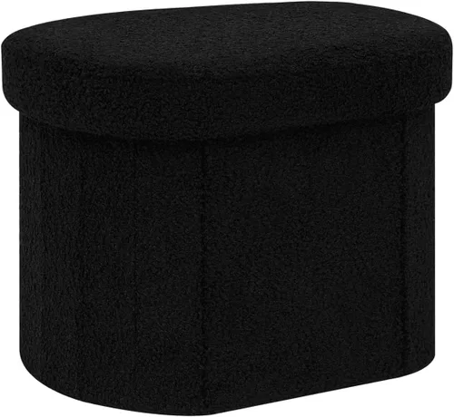 Miniatura 20 de B FSOBEIIALEO Otomana de Almacenamiento para Dormitorio, Reposapiés Otomano Plegable de Almacenamiento Boucle, Cubo Otomano Plegable Pequeño de Beige