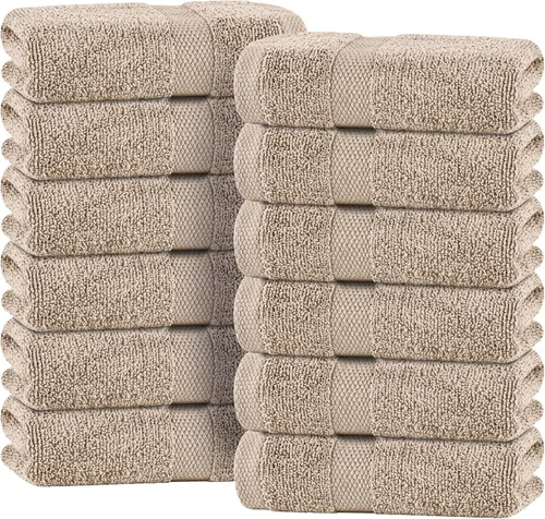 Miniatura 25 de Toallas de mano blancas clásicas para baño [paquete de 12] Toallas de mano de algodón a granel para gimnasio, cocina y spa, 16x27 pulgadas, toallas
