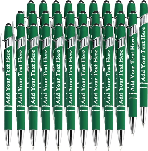 Miniatura 47 de Bolígrafos personalizados a granel grabados personalizados con punta de lápiz capacitivo, bolígrafos personalizados de tinta negra, regalos