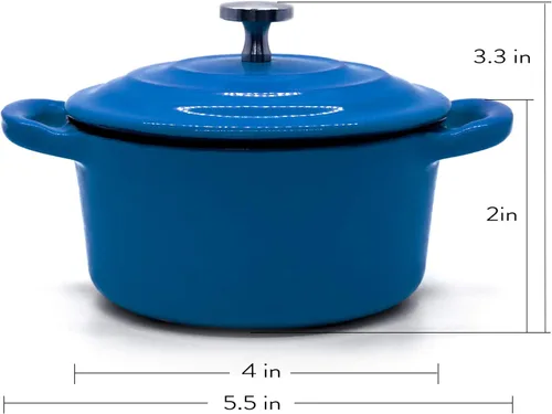 Miniatura 2 de RJ Legend Horno holandés de hierro fundido pre-sazonado de 8.5 onzas con asa, esmaltado, azul, verde y blanco (juego de 3)