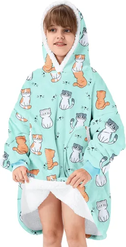 Miniatura 21 de Zando Manta con Capucha Ponible Manta para Niños y Adultos Manta Cómoda con Capucha Sudadera de Gran Tamaño Sherpa Forro Polar