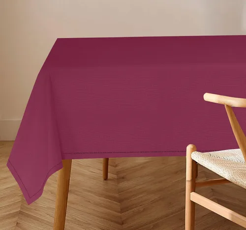 RUVANTI Paño de Mesa Rectángulo de Lino de Algodón 72x54 Pulgadas, Borde Clásico, Resistente a Manchas, Paño Lavable Perfecto para Cubrir Mesa de