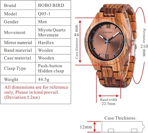 Miniatura 6 de BOBO BIRD Relojes de madera de diseño especial para hombre, relojes deportivos de cuarzo