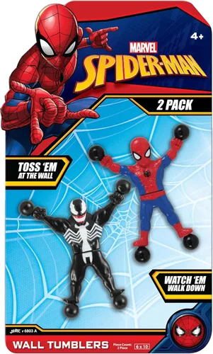 JA-RU Spiderman & Venom Window Crawler - Juguetes adhesivos para escalar la pared (1 paquete con 2 figuras) Marvel Avengers Superheroes Fidget Toy