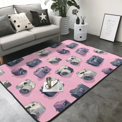 Miniatura 3 de Retro Camera Pink Print Area Rugs for Living Room Bedroom, Soft Washable 5x7 Area Rugs Indoor Floor Rug, Non Slip Carpet for Bedroom Living Room