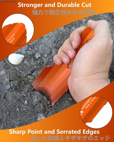 Miniatura 6 de Paleta ultraligera de aluminio para mochileros, multiherramienta pequeña con mango más largo, esencial para senderismo, camping y bolsas de Naranja