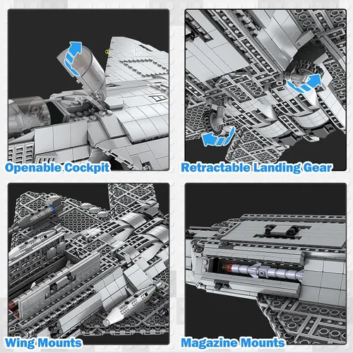 Miniatura 4 de JMBricklayer Conjunto de Bloques de Construcción del Avión de Combate F-22 Raptor, Juego de Construcción de Avión Militar, Conjuntos de Construcción