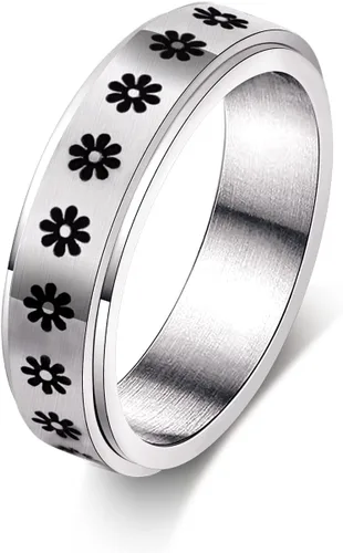 KOHOTA Anillos para ansiedad de acero inoxidable para mujeres y hombres, anillos de ansiedad, anillos giratorios para la ansiedad, alivio del