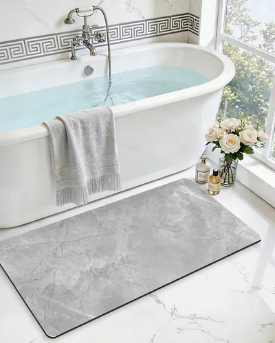 Miniatura 14 de DEXI Alfombra de baño ultra fina, de 16 x 24 pulgadas, antideslizante, para suelo de ducha, absorbente, de secado rápido, de mármol, perfil bajo