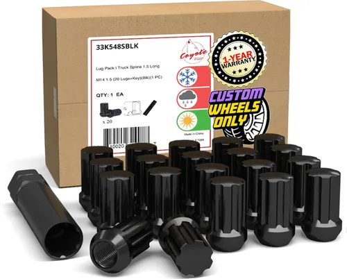 Miniatura 11 de Wheel Accessories Parts 20 tuercas de llanta M14x1.5 14x1.5 rosca OEM estilo fábrica 1.65" largo negro 7/8" 0.866 in hexagonal para Jeep Wrangler