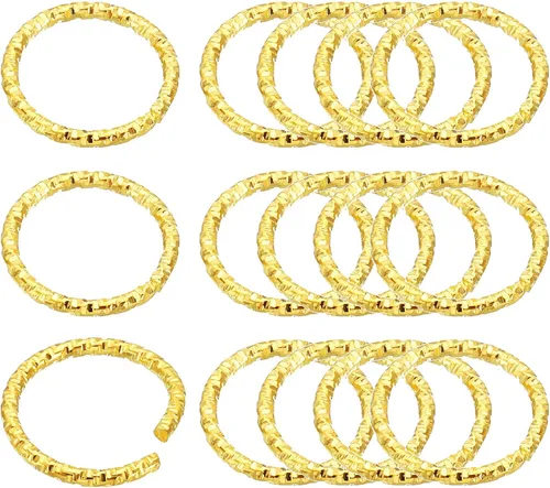Miniatura 15 de PATIKIL Anillo con dije de copa de vino de 0.05 x 0.59 pulgadas, paquete de 100 aretes de metal con cuentas trenzadas, anillos abiertos, dorado