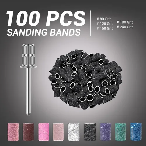 Miniatura 2 de MelodySusie - 100 bandas de lijado para brocas de uñas para lima eléctrica, de grano #80 grueso para limar uñas acrílicas, manicura y pedicura