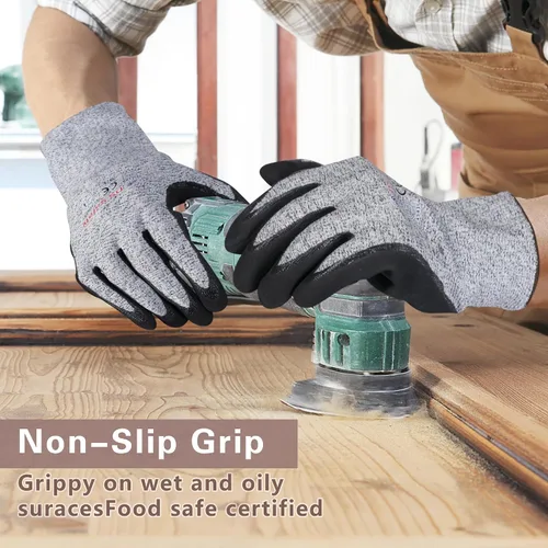 Miniatura 4 de Guantes resistentes a los cortes con extremadamente ligeros y finos guantes de metal de alambre de nivel 5 para trabajo refinado, 12 pares