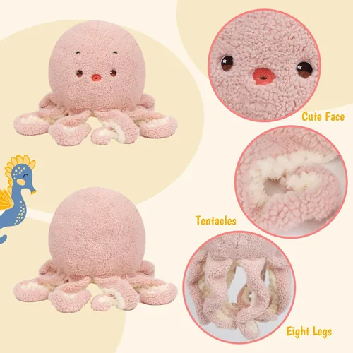 Miniatura 2 de Almohada de peluche de pulpo rosa, juguete de peluche suave, lindo pulpo, juguete de peluche de cumpleaños, Navidad, festival, regalos para niños