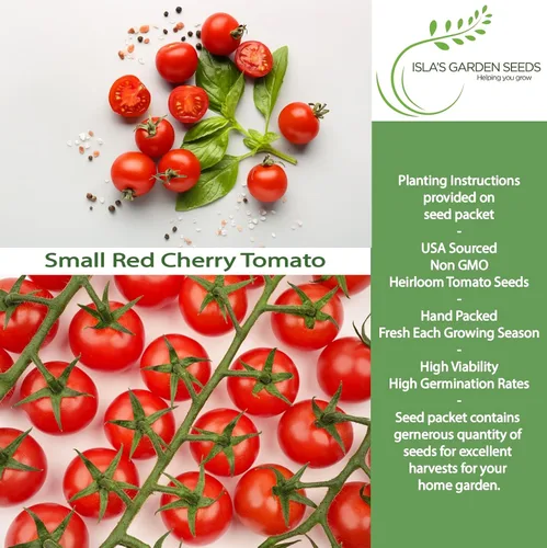 Miniatura 2 de Semillas pequeñas de tomate cereza roja para plantar, más de 500 semillas tradicionales por paquete, semillas de jardín de Isla