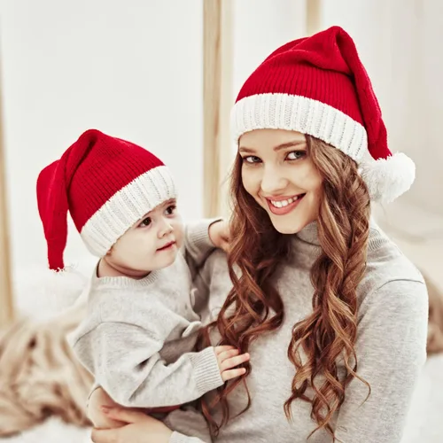 Miniatura 2 de Ankelesz Gorro de Navidad de invierno para madre y bebé, gorro de punto para padres e hijos, gorro de ganchillo Santaa
