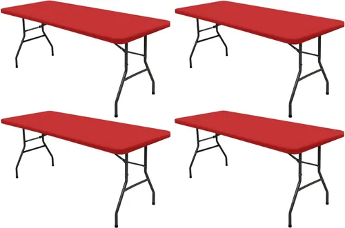 Miniatura 28 de Pack de 6 manteles de picnic elásticos ajustados para mesas rectangulares de 6 pies, impermeables, lavables, de spandex para patio, plegables