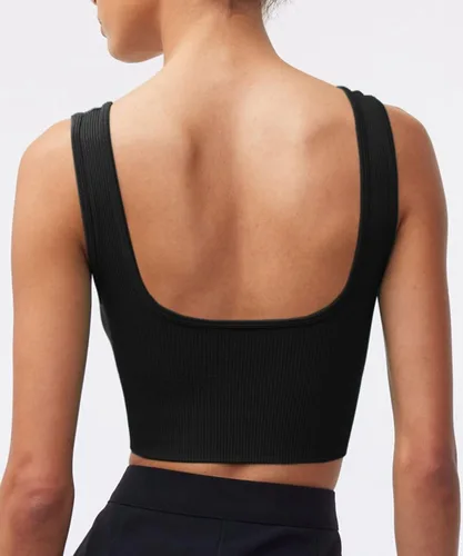 Miniatura 5 de CHYRII Paquete de 3 camisetas de verano para mujer, cuello cuadrado, acanaladas, básicas, sin mangas