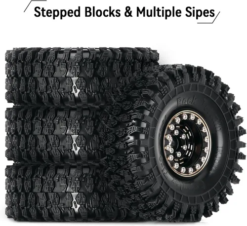 Miniatura 5 de INJORA Juego de 4 neumáticos Beadlock de latón 1.0 para 1/18 TRX4M 1/24 RC Crawler Car Axial SCX24 FMS FCX24 Gladiator Bronco C10 JLU Deadbolt B17