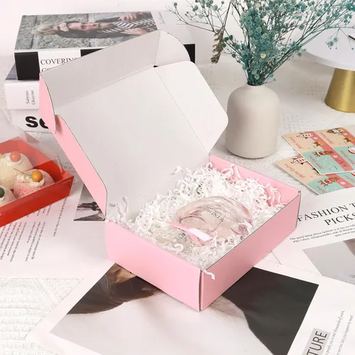 Miniatura 5 de Paquete de 30 cajas de envío pequeñas de 6 x 4 x 1.6 pulgadas, cajas de cartón corrugado rosa para embalaje, envío y correo para pequeñas empresas