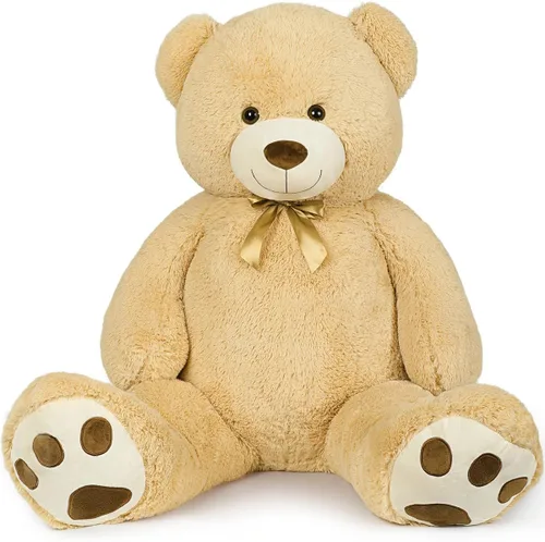 Miniatura 9 de MaoGoLan - Oso de peluche gigante de 52.0 pulgadas, peluche grande color canela con lindo moño y huellas, peluche suave de oso con moño para regalar