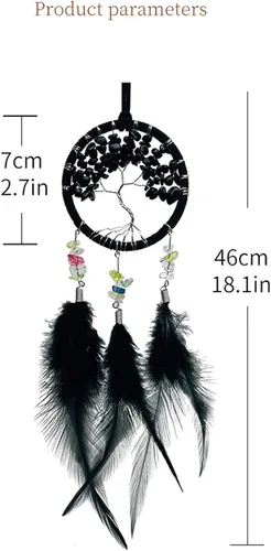 Miniatura 2 de Atrapasueños negro para espejo retrovisor de coche, accesorios de espejo retrovisor hecho a mano, pequeño atrapasueños decoración colgante regalos