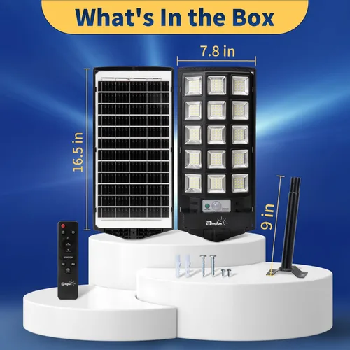 Miniatura 8 de Paquete de 4 luces solares de calle para exteriores, 60000LM luces solares para exteriores con soporte de luz de metal de 9.3 pulgadas, luz
