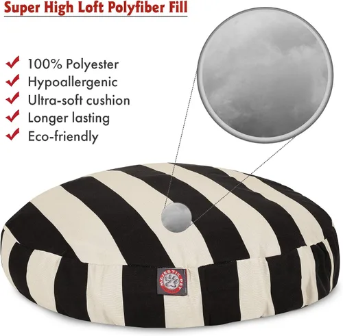 Miniatura 3 de Majestic Pet Products - Cama redonda pequeña para perros con rayas verticales negras para interiores y exteriores, con funda extraíble y lavable