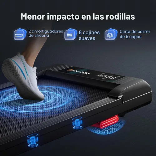 Miniatura 4 de YUEJIQI Caminadora para debajo del escritorio con inclinación para oficina en casa, 2.5 HP portátil caminadora con capacidad de peso de 280 libras