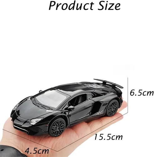 Miniatura 5 de iLooboo Vehículo de juguete coleccionable de aleación Aventador negro con luces y sonido